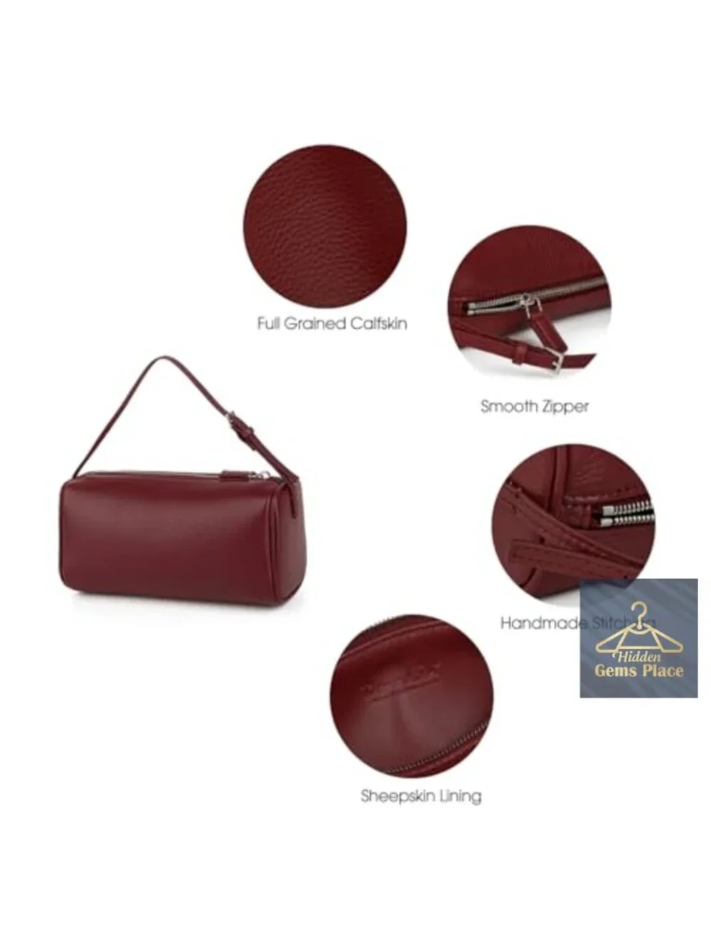 Premium Full-Grained Leather Hobo Crossbody Bag with Adjustable Strap